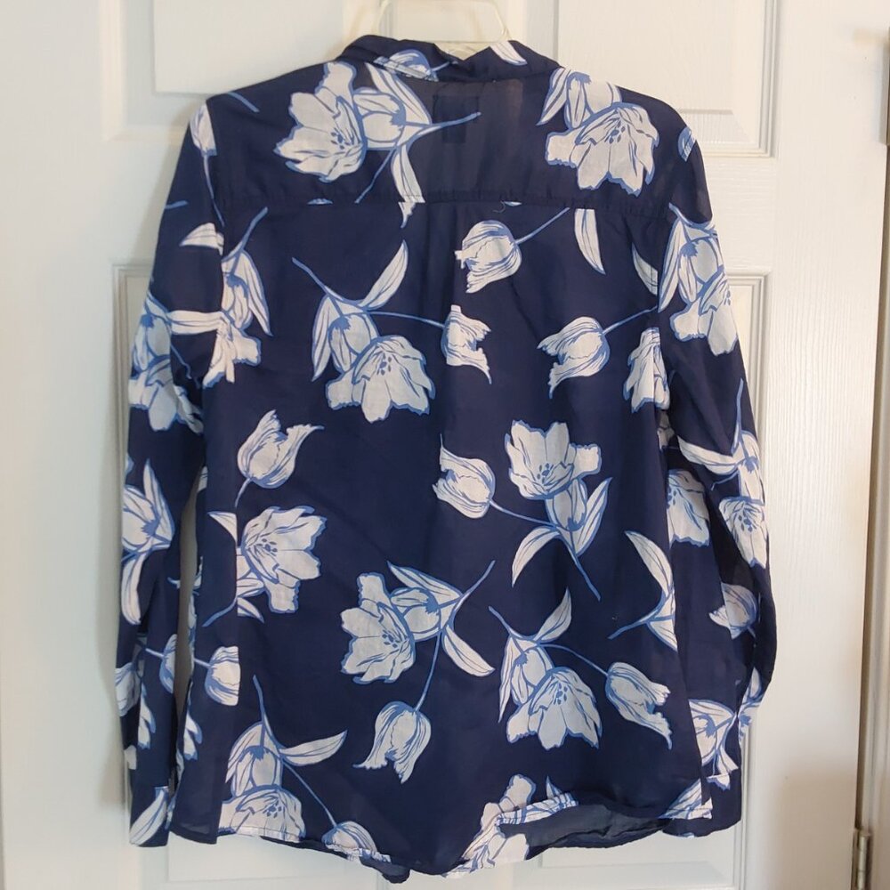 Old Navy Navy Blue Floral Button-Down Shirt - Picture 2 of 8